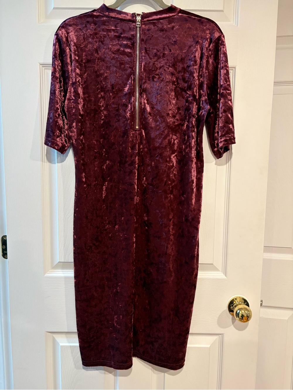 b.young Burgundy Crushed Velvet Midi Dress S 90s Y2K Holiday Party - Picture 4 of 8